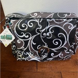 Kalencom white/black/brown diaper bag ,changing pad,bottle bag,zipper pouch NEW